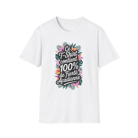 Ce t-shirt contient 100% de fierté acadienne floral boho